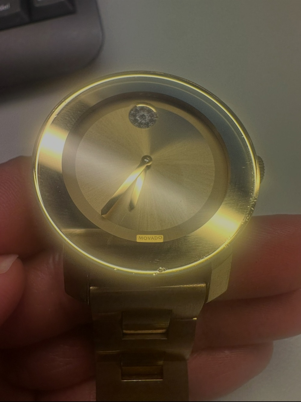Movado Gold Tone Minimalist Bracelet Watch